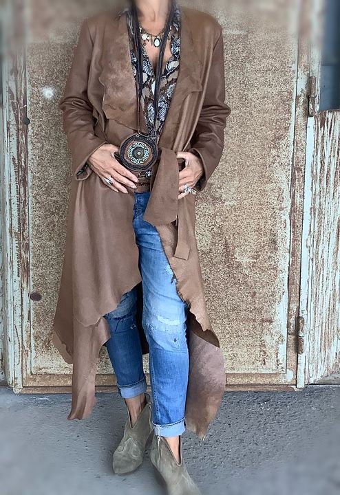 Manteau cuir beige ATKIN