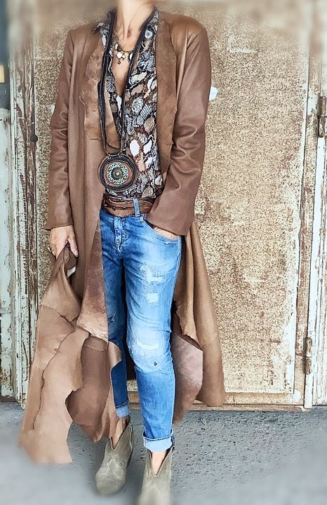 Manteau cuir beige ATKIN