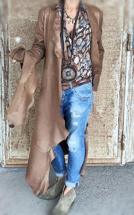 Manteau cuir beige ATKIN