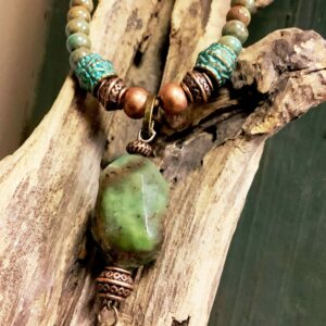COLLIER CRISTAL PENDENTIF CHRYSOPRASE