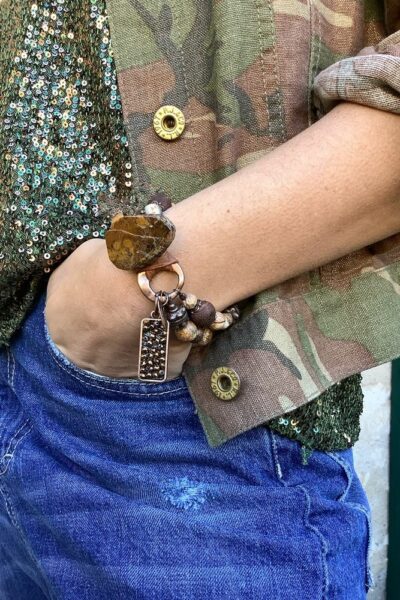Bracelet Bola support agate naturelle et attache cuir