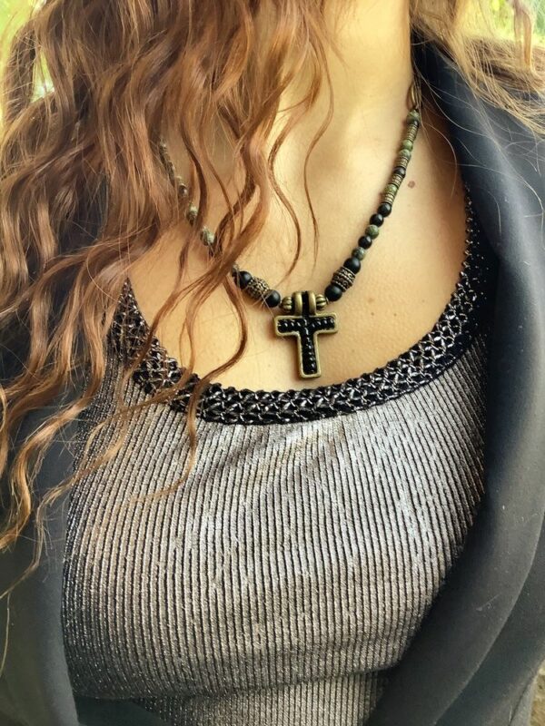 Collier Clove chaîne maille forçat et perles aventurine