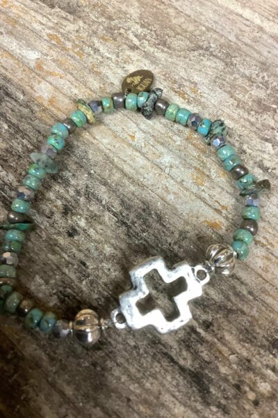 BRACELET CROSS ARGENT TURQUOISE