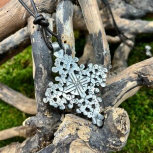 Clover argent cuir collier