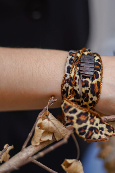 BRACELET BARIL LEOPARD ROUILLE