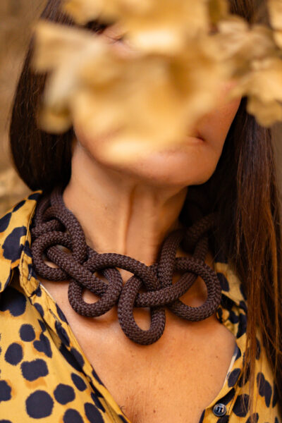 COLLIER CORDA MARRON