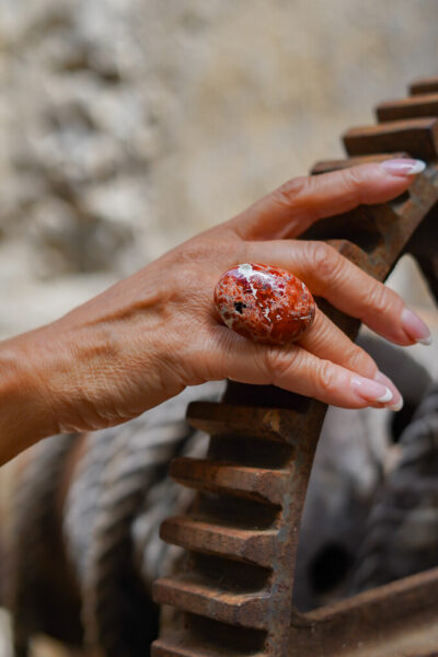 BAGUE AGON JASPE ROUGE