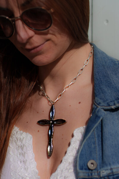 COLLIER CALI ARGENT BLEU