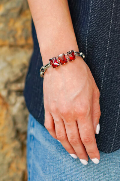 BRACELET MONOÏ ARGENT ROUGE