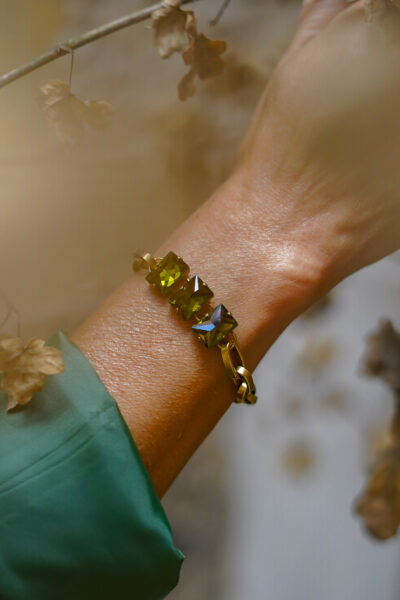 BRACELET MONOÏ DORÉ VERT