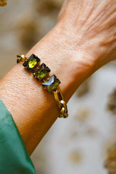 BRACELET MONOÏ DORÉ VERT