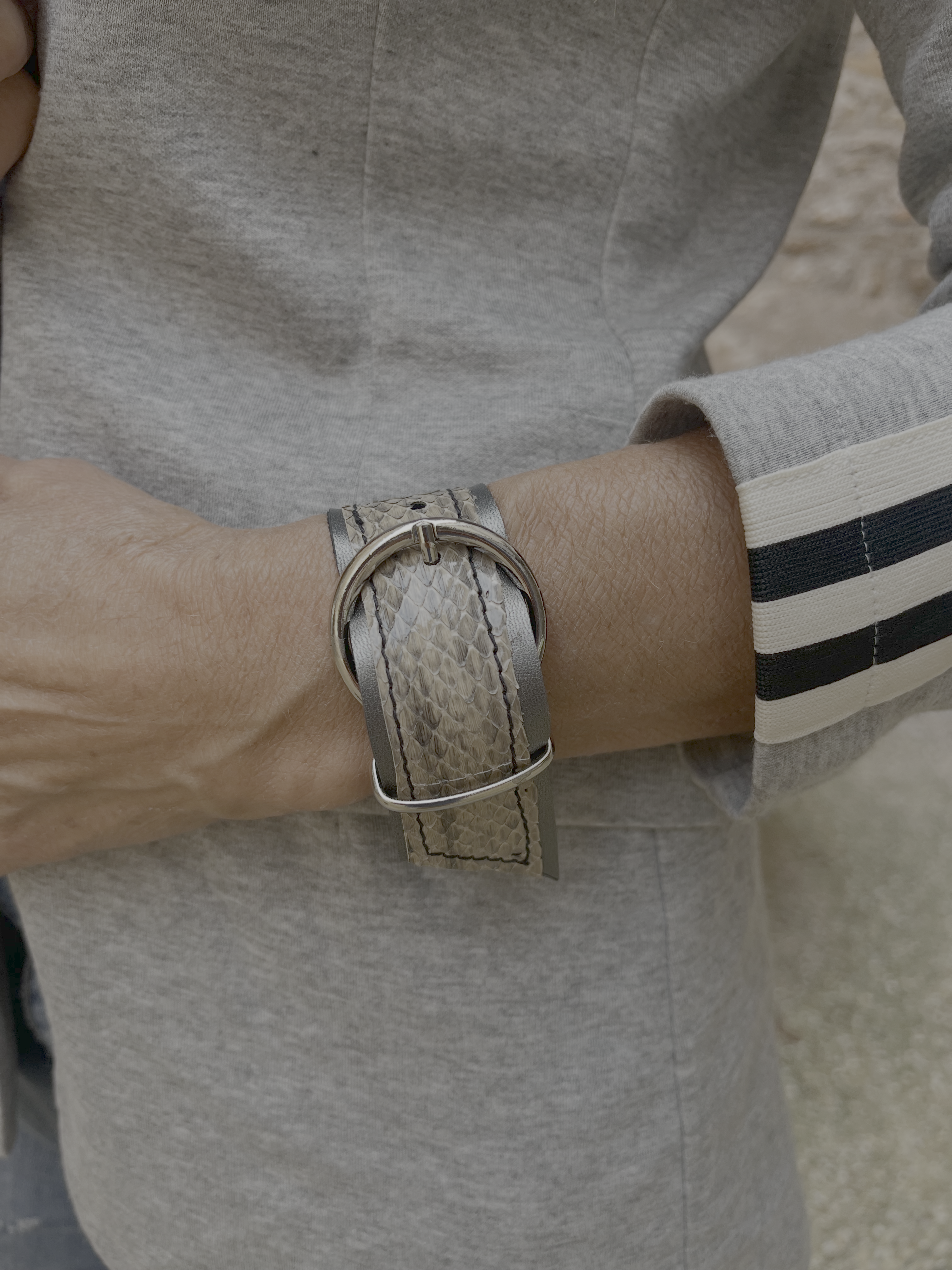 BRACELET IGUAN ARGENT PYTHON