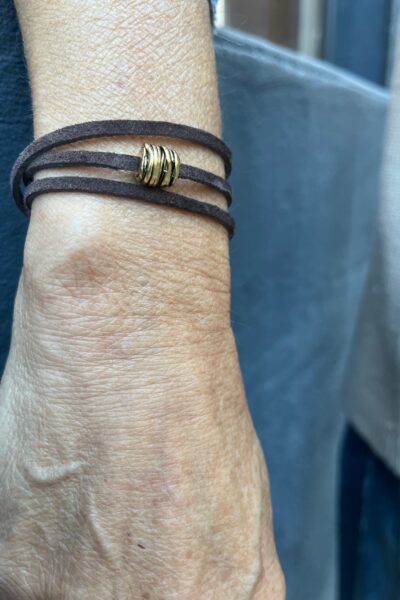 BRACELET THERON DORÉ MARRON