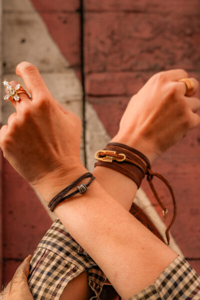 BRACELET THERON ARGENT MARRON