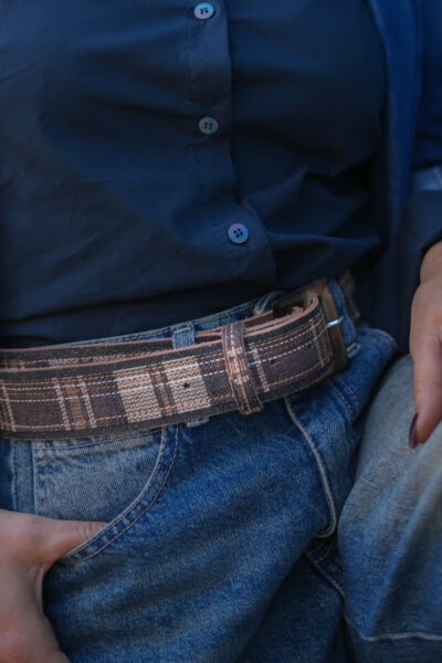 CEINTURE CUIR TWEED