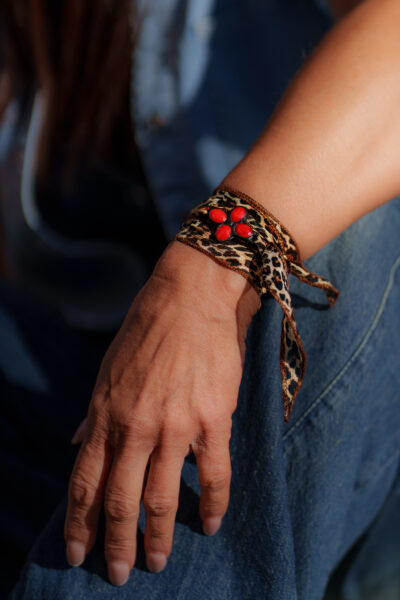 BRACELET FLEURIES ROUGE MAT