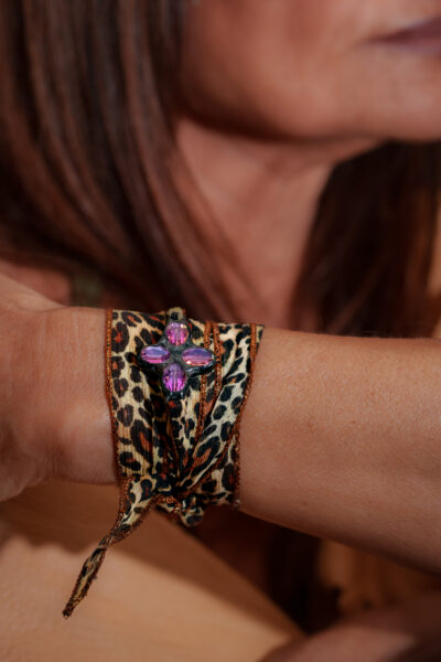 BRACELET FLEURIES VIOLET VERT
