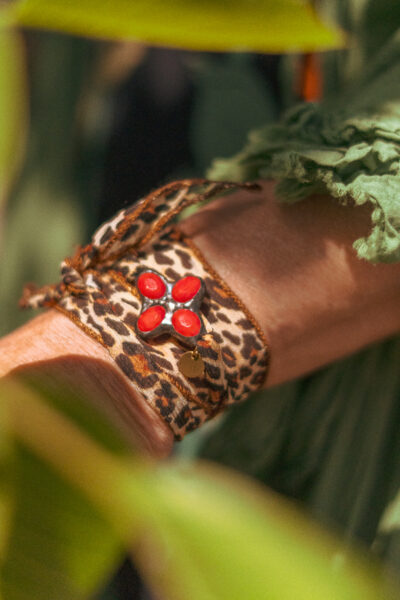 BRACELET FLEURIES ROUGE MAT