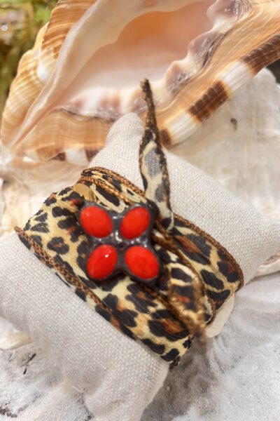 BRACELET FLEURIES ROUGE MAT