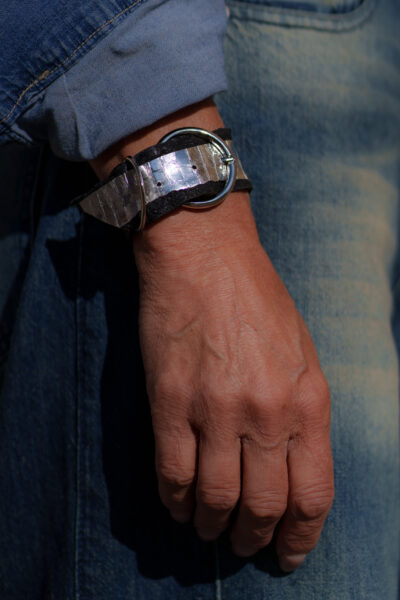 BRACELET IGUAN NOIR ARGENTÉ